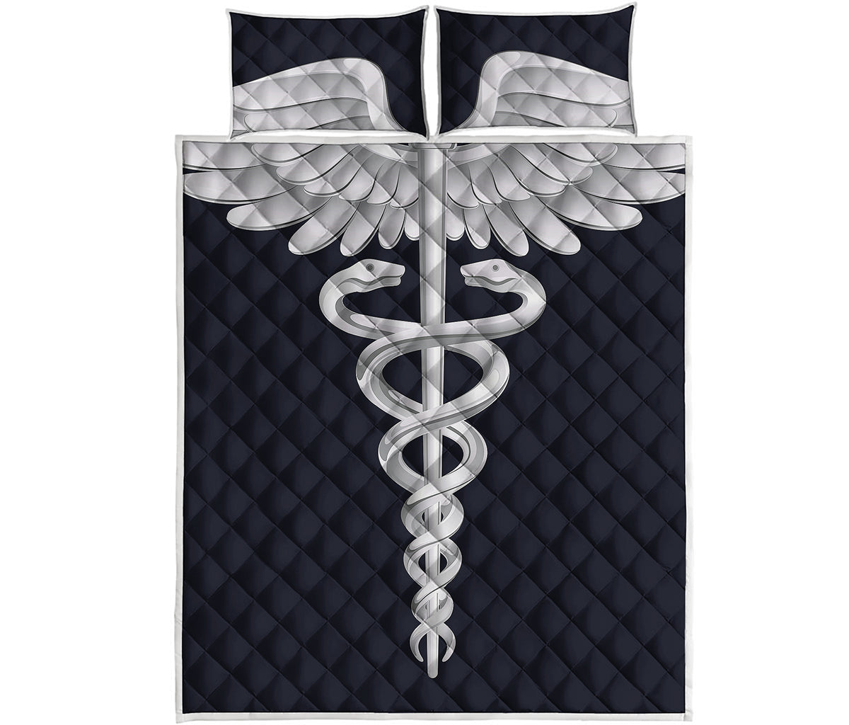 Caduceus Symbol Of Medicine Print Quilt Bed Set