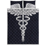 Caduceus Symbol Of Medicine Print Quilt Bed Set
