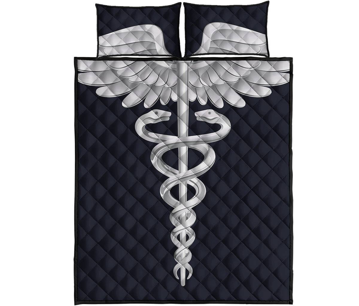 Caduceus Symbol Of Medicine Print Quilt Bed Set