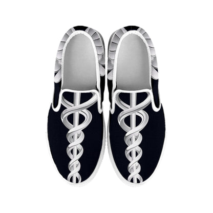 Caduceus Symbol Of Medicine Print White Slip On Shoes