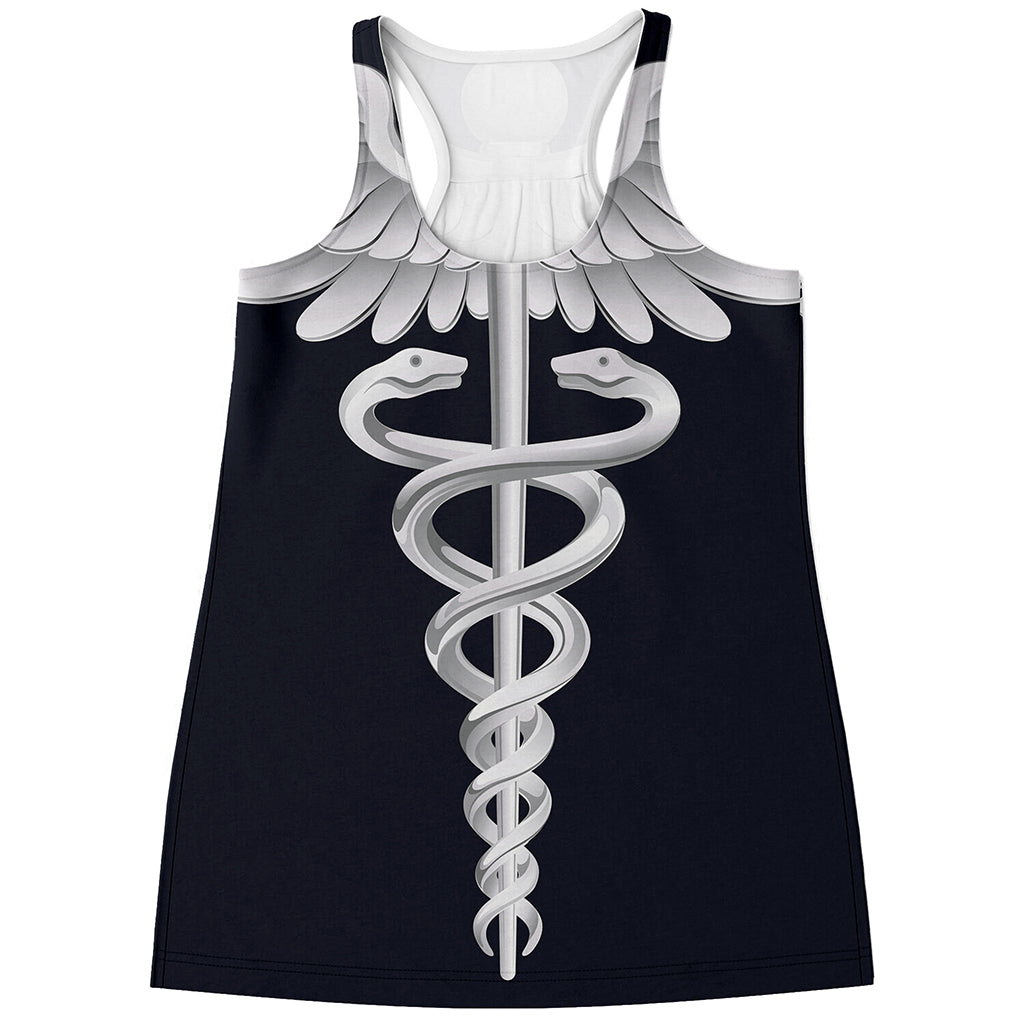 Caduceus Symbol Of Medicine Print Women's Racerback Tank Top