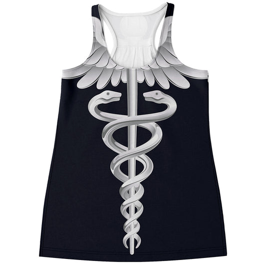 Caduceus Symbol Of Medicine Print Women's Racerback Tank Top