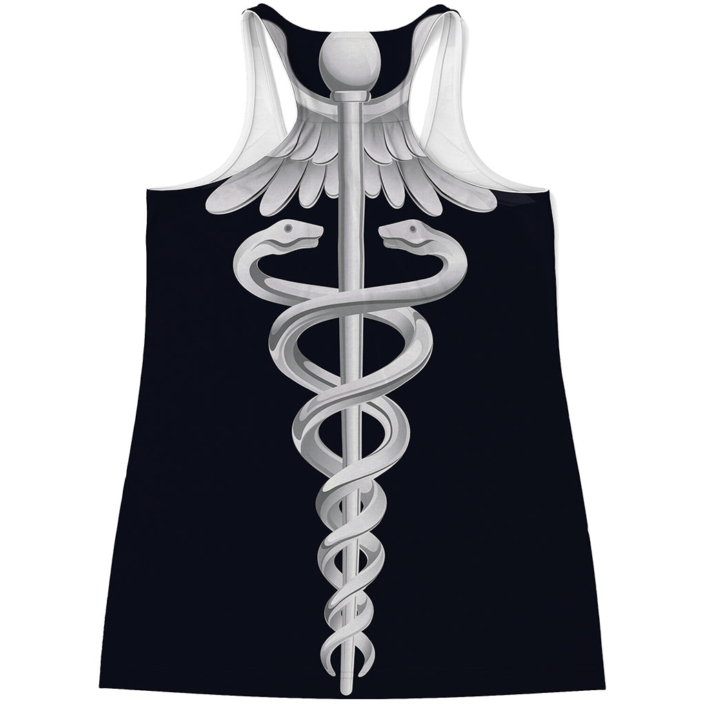 Caduceus Symbol Of Medicine Print Women's Racerback Tank Top