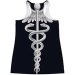 Caduceus Symbol Of Medicine Print Women's Racerback Tank Top