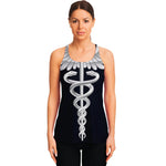 Caduceus Symbol Of Medicine Print Women's Racerback Tank Top