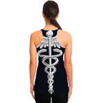 Caduceus Symbol Of Medicine Print Women's Racerback Tank Top