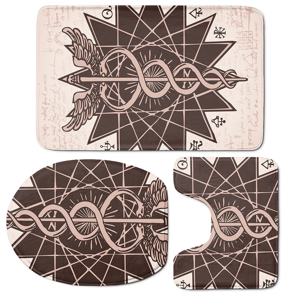 Caduceus Symbol Print 3 Piece Bath Mat Set