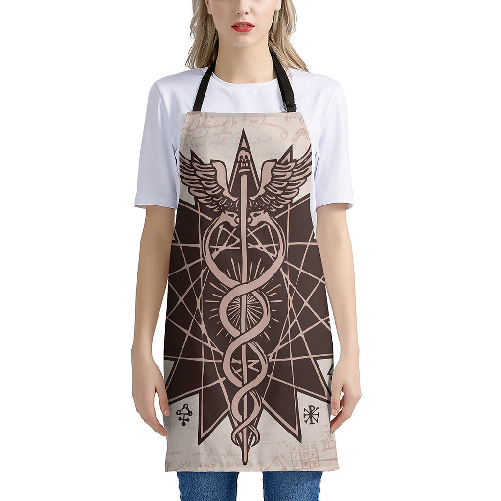 Caduceus Symbol Print Apron