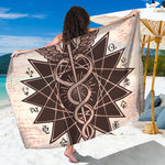 Caduceus Symbol Print Beach Sarong Wrap