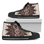Caduceus Symbol Print Black High Top Shoes
