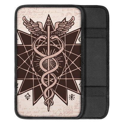 Caduceus Symbol Print Car Center Console Cover