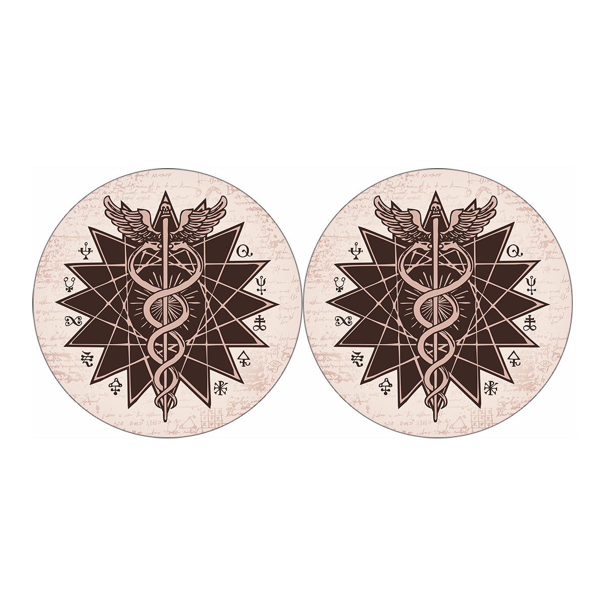 Caduceus Symbol Print Car Coasters