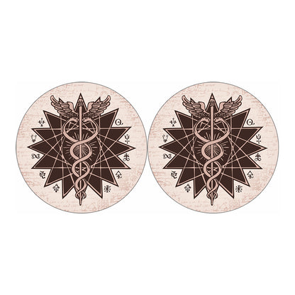 Caduceus Symbol Print Car Coasters