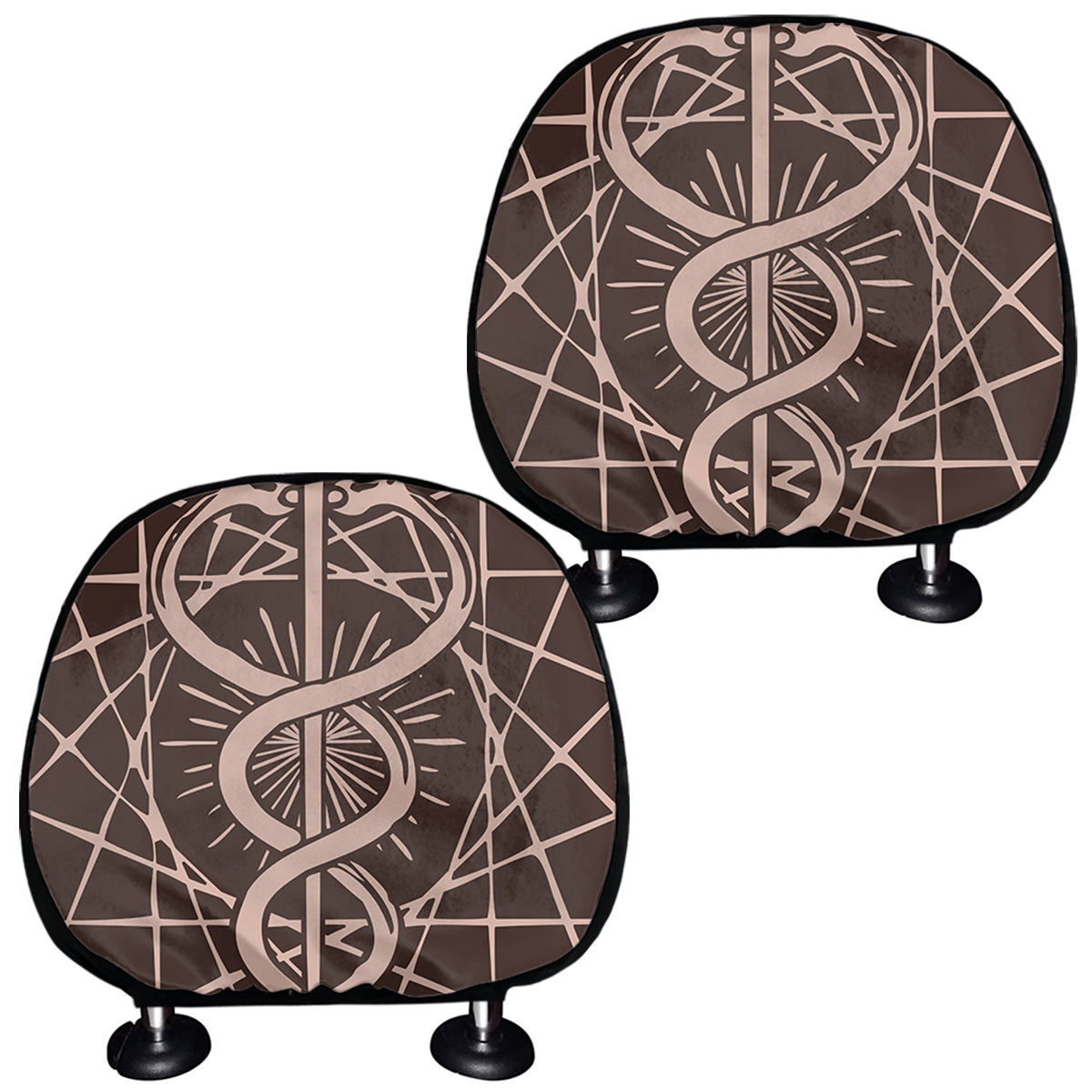 Caduceus Symbol Print Car Headrest Covers