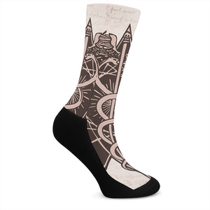 Caduceus Symbol Print Crew Socks