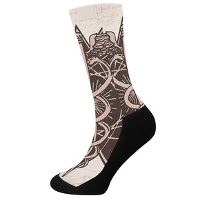 Caduceus Symbol Print Crew Socks