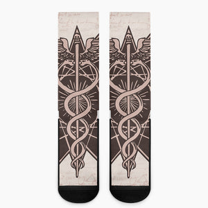 Caduceus Symbol Print Crew Socks