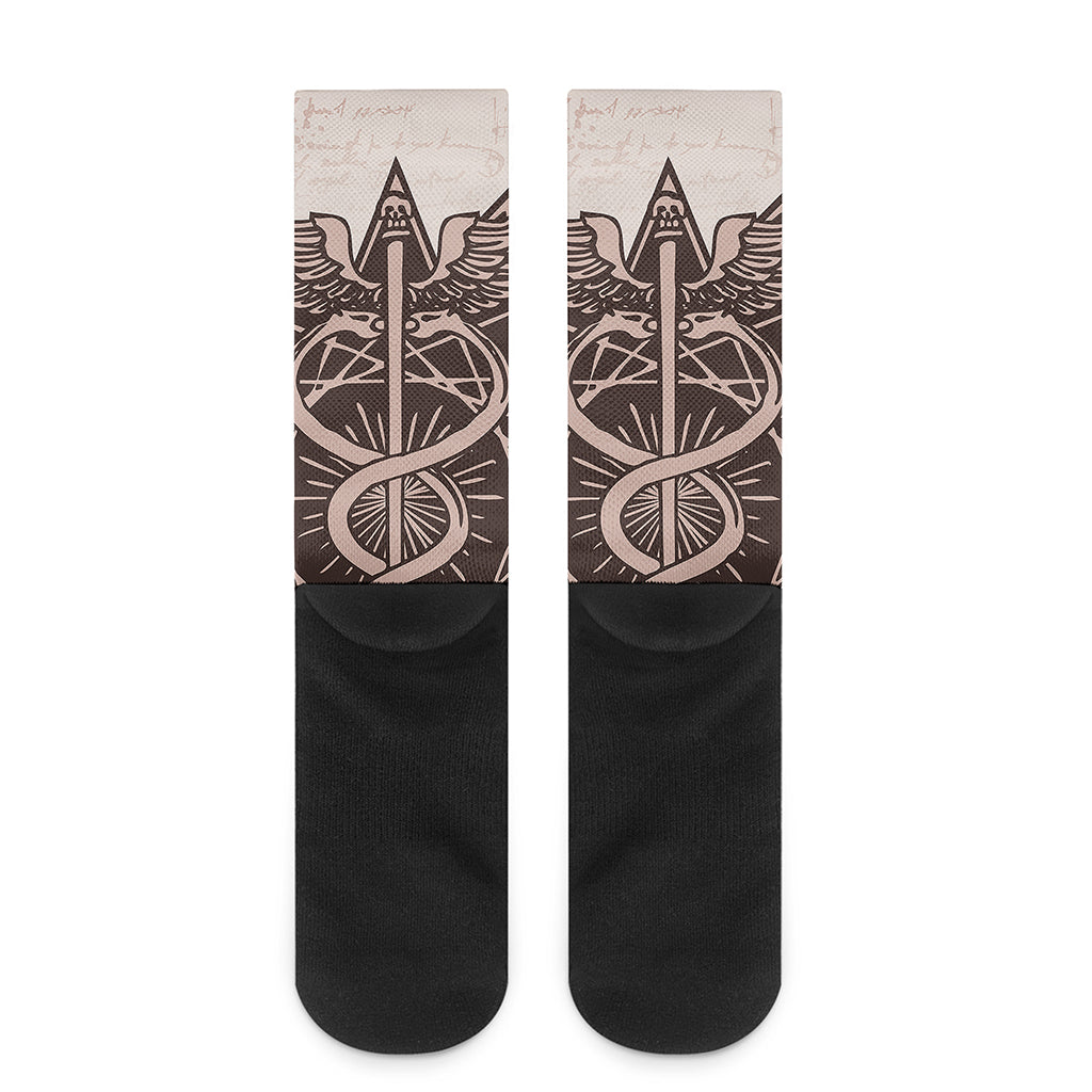 Caduceus Symbol Print Crew Socks