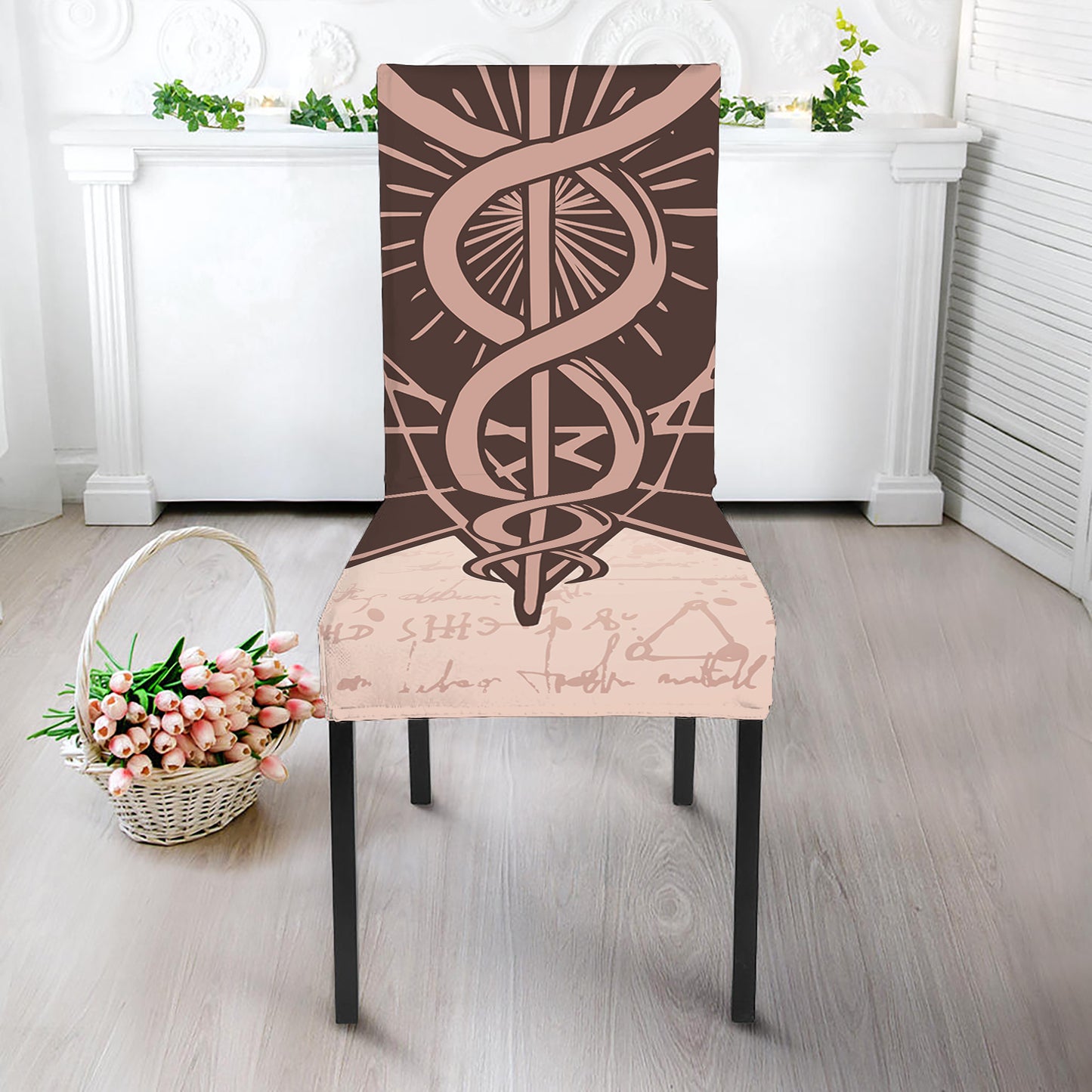 Caduceus Symbol Print Dining Chair Slipcover