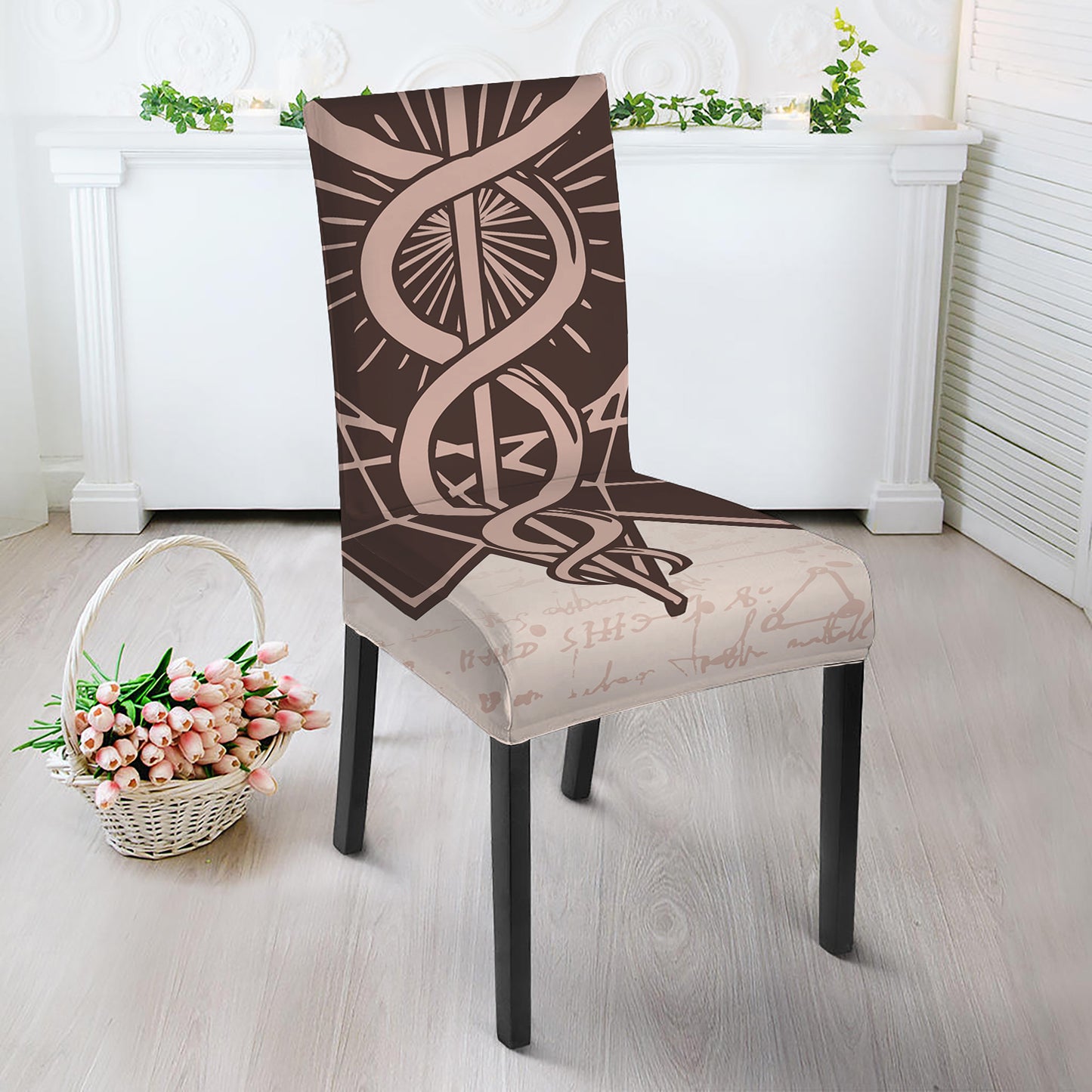 Caduceus Symbol Print Dining Chair Slipcover