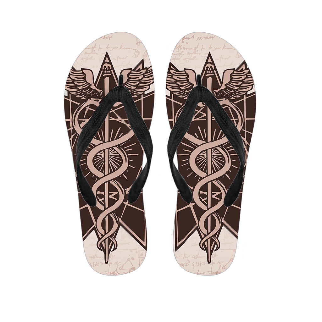 Caduceus Symbol Print Flip Flops