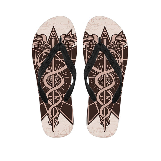 Caduceus Symbol Print Flip Flops