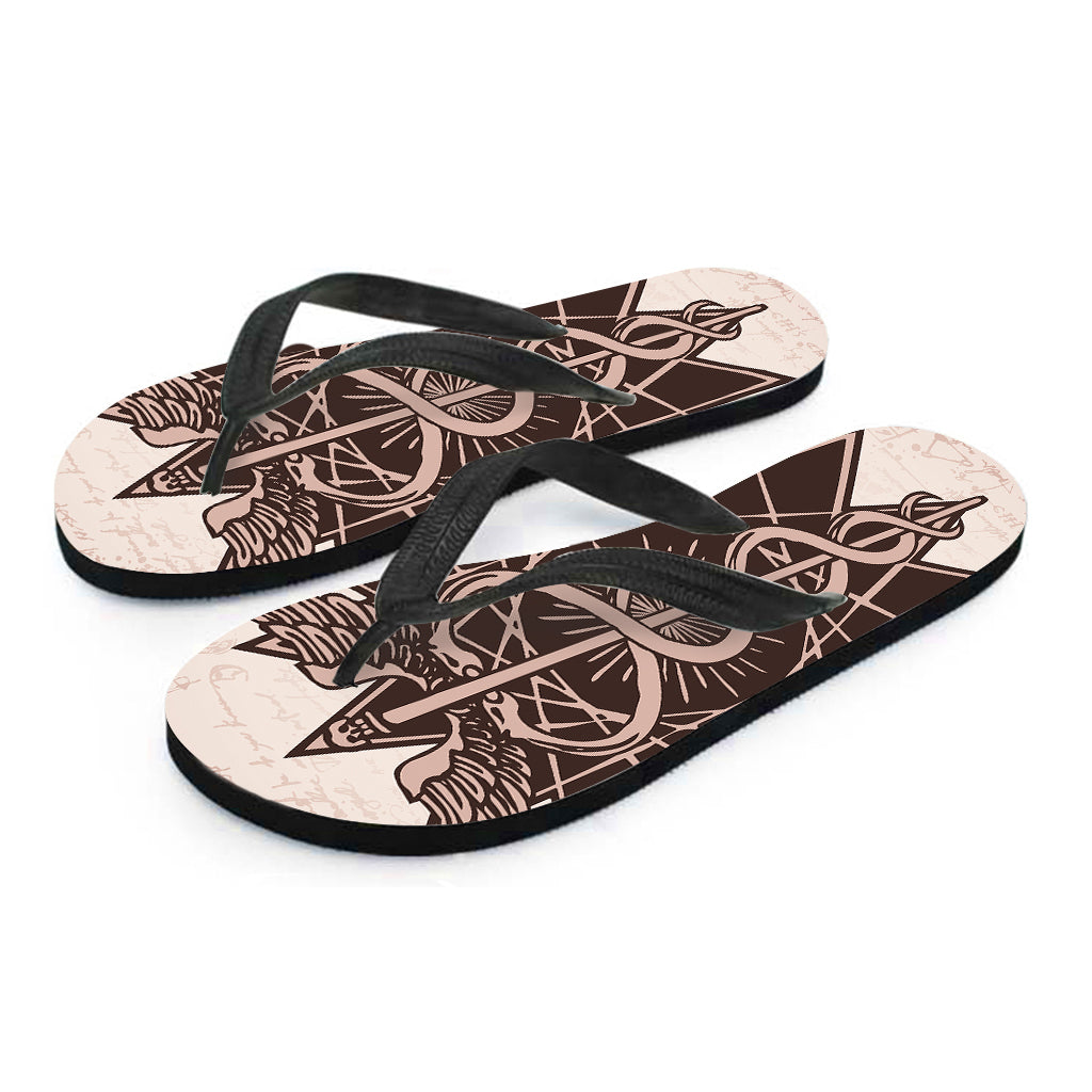 Caduceus Symbol Print Flip Flops