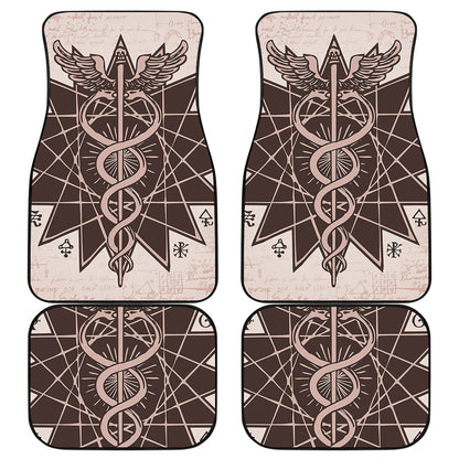 Caduceus Symbol Print Front and Back Car Floor Mats