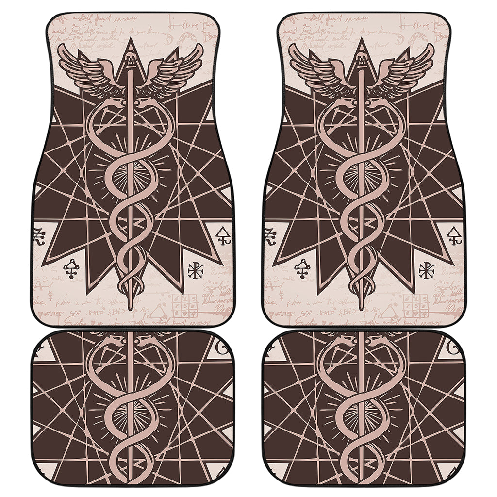 Caduceus Symbol Print Front and Back Car Floor Mats