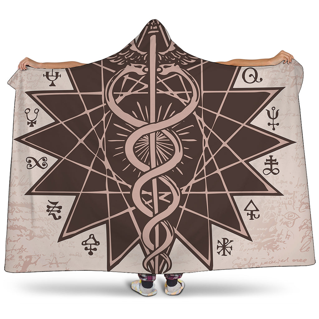 Caduceus Symbol Print Hooded Blanket