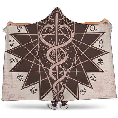 Caduceus Symbol Print Hooded Blanket