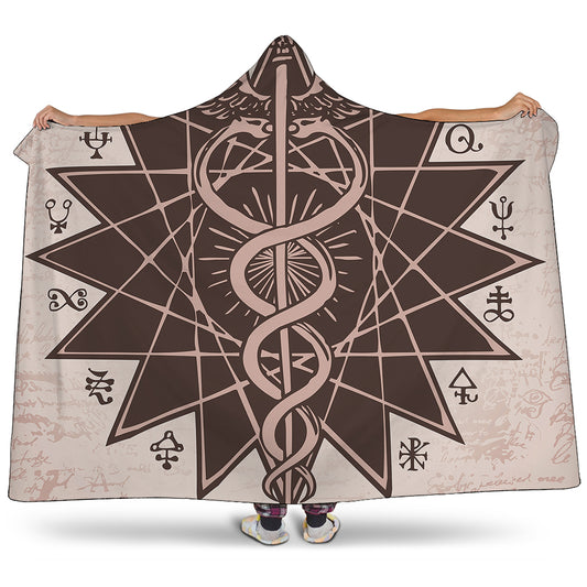 Caduceus Symbol Print Hooded Blanket