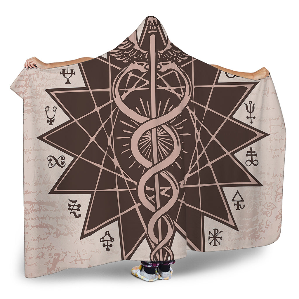 Caduceus Symbol Print Hooded Blanket