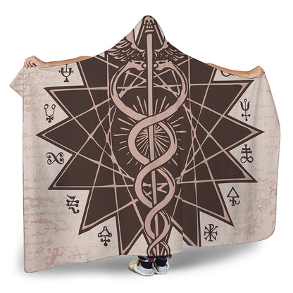 Caduceus Symbol Print Hooded Blanket