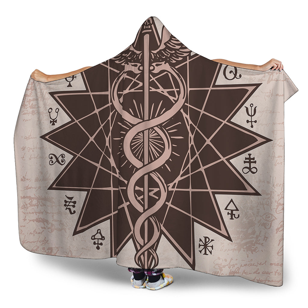 Caduceus Symbol Print Hooded Blanket