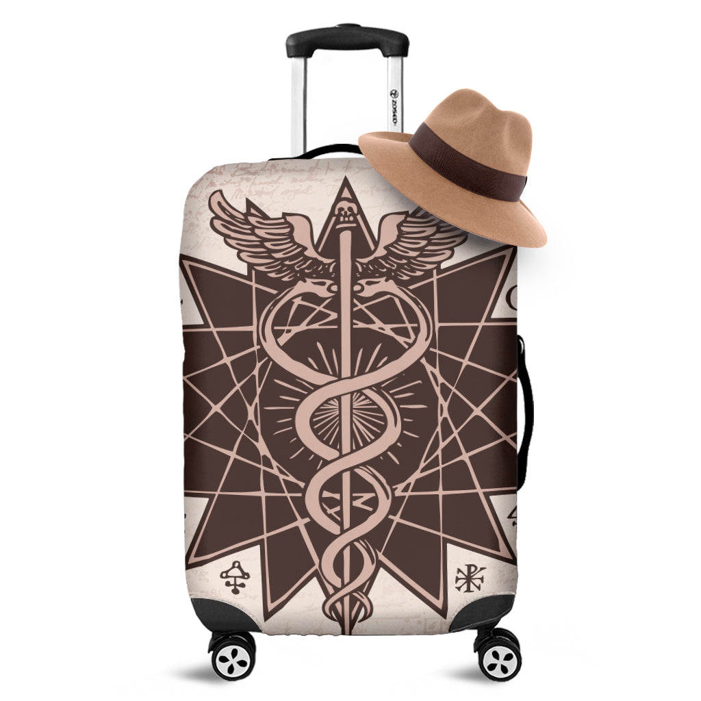 Caduceus Symbol Print Luggage Cover