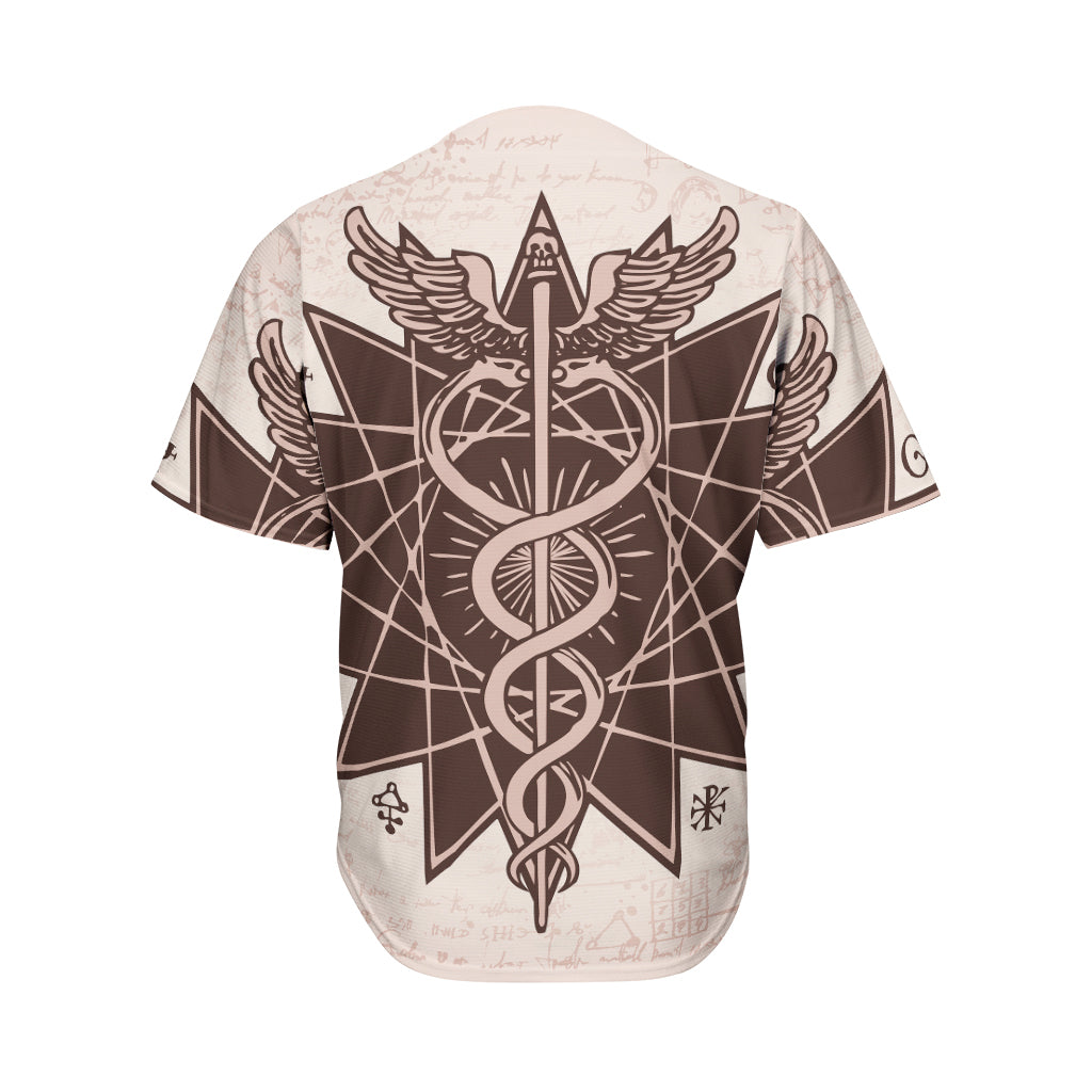 Caduceus Symbol Print Men's Baseball Jersey