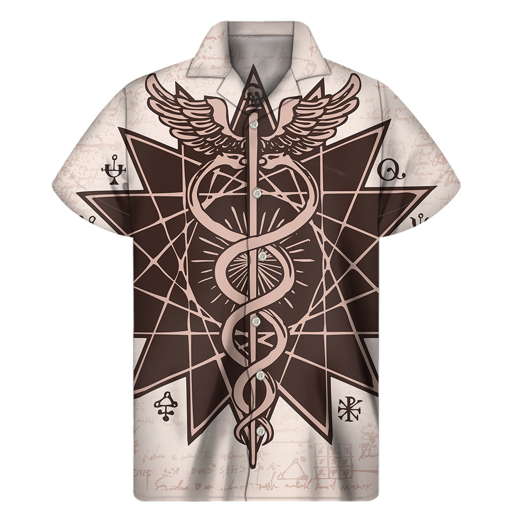 Caduceus Symbol Print Men's Short Sleeve Shirt