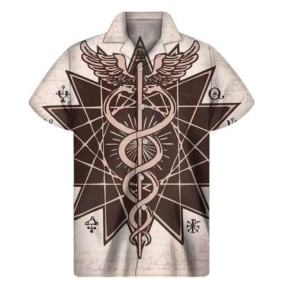 Caduceus Symbol Print Men's Short Sleeve Shirt