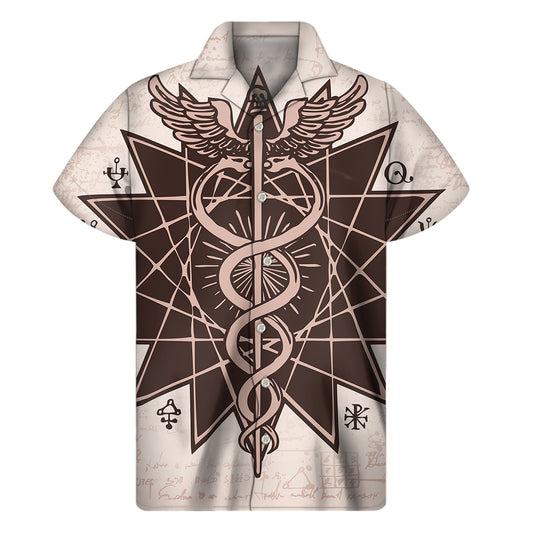 Caduceus Symbol Print Men's Short Sleeve Shirt