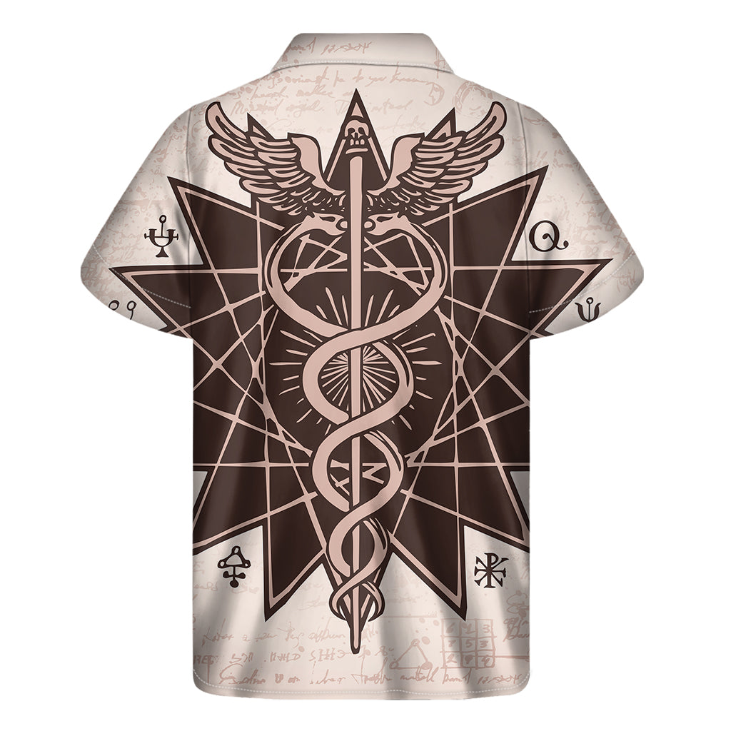 Caduceus Symbol Print Men's Short Sleeve Shirt