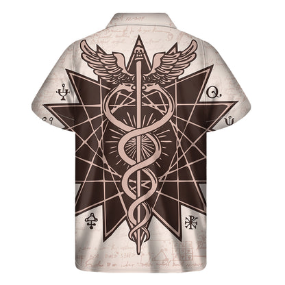 Caduceus Symbol Print Men's Short Sleeve Shirt