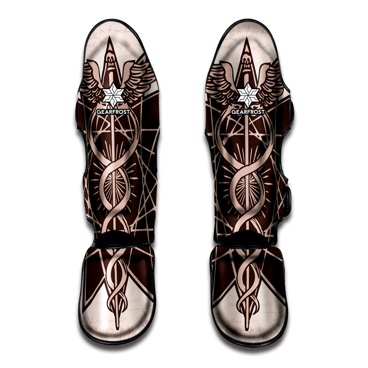 Caduceus Symbol Print Muay Thai Shin Guard