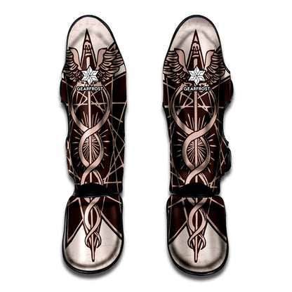 Caduceus Symbol Print Muay Thai Shin Guard