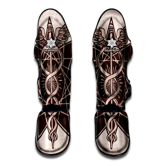 Caduceus Symbol Print Muay Thai Shin Guard