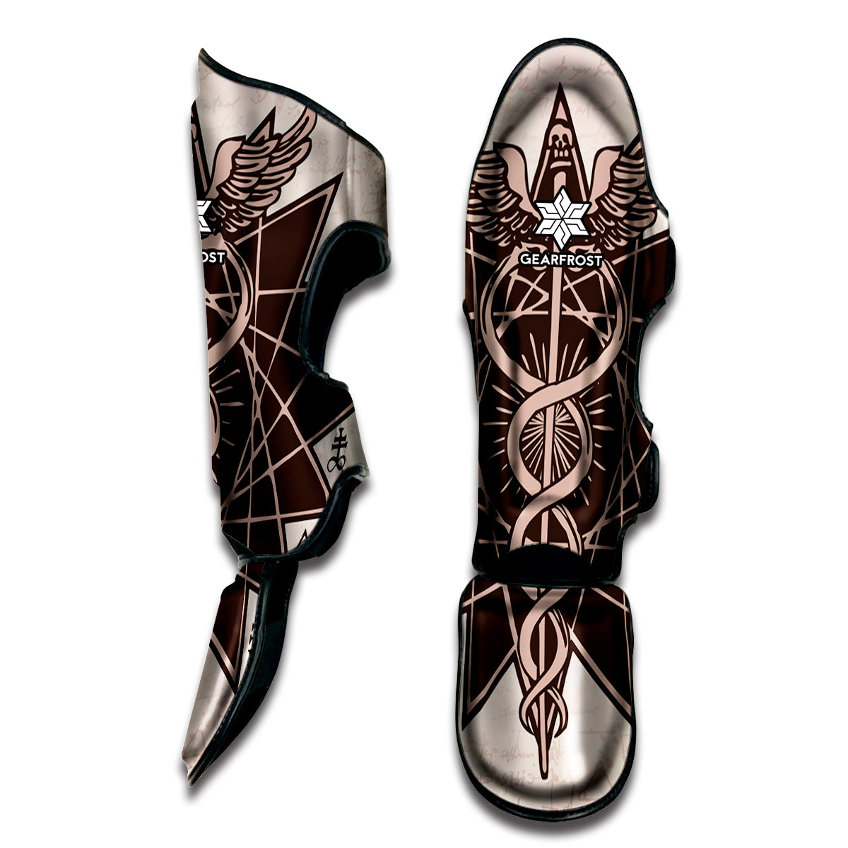 Caduceus Symbol Print Muay Thai Shin Guard