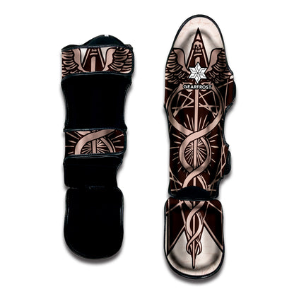 Caduceus Symbol Print Muay Thai Shin Guard