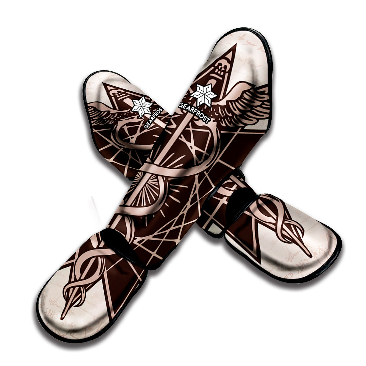Caduceus Symbol Print Muay Thai Shin Guard