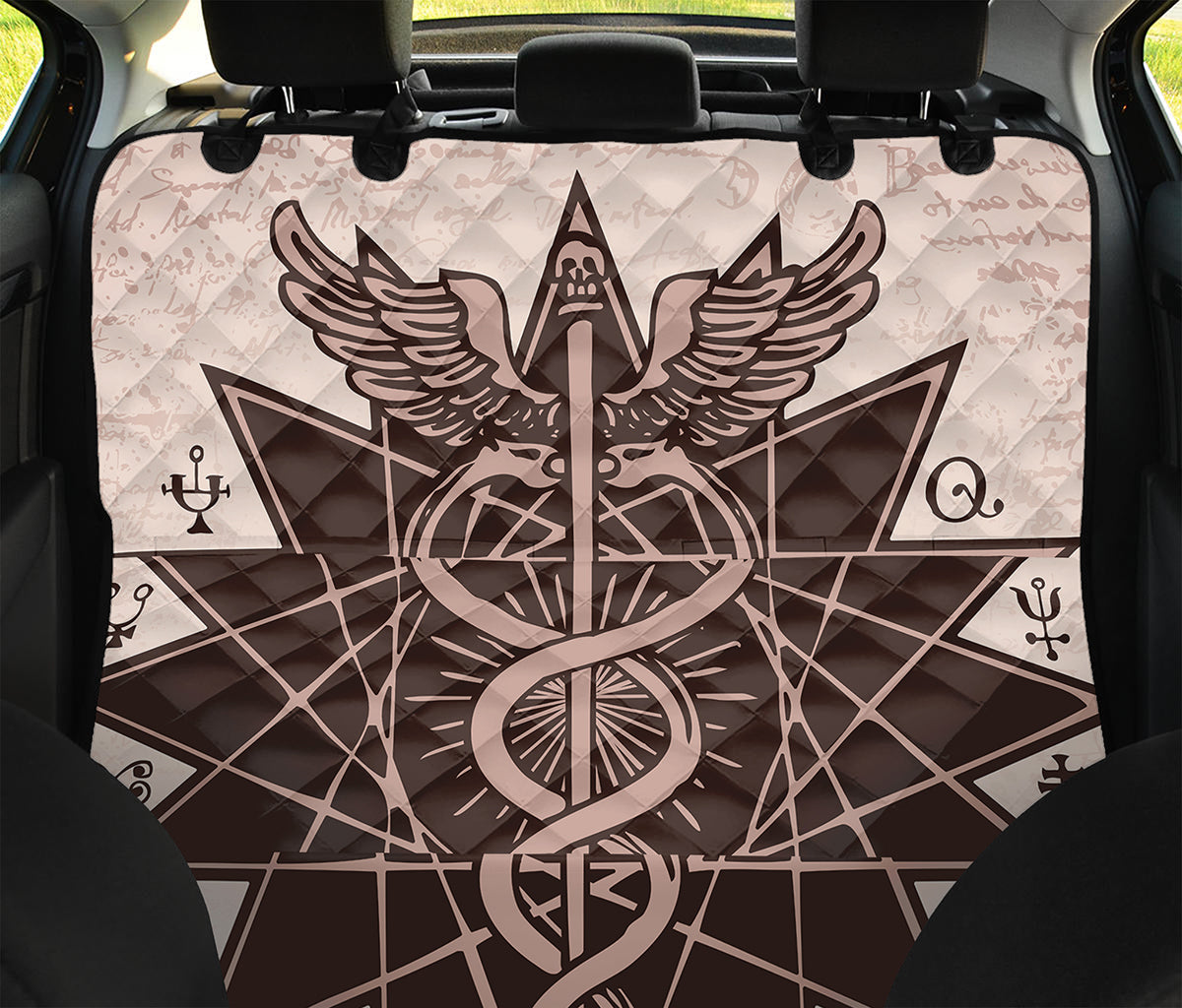 Caduceus Symbol Print Pet Car Back Seat Cover