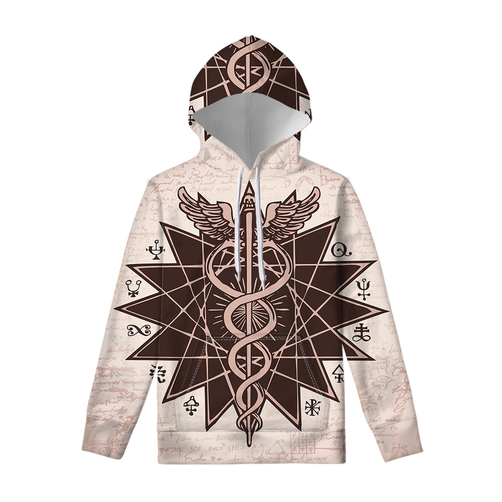Caduceus Symbol Print Pullover Hoodie